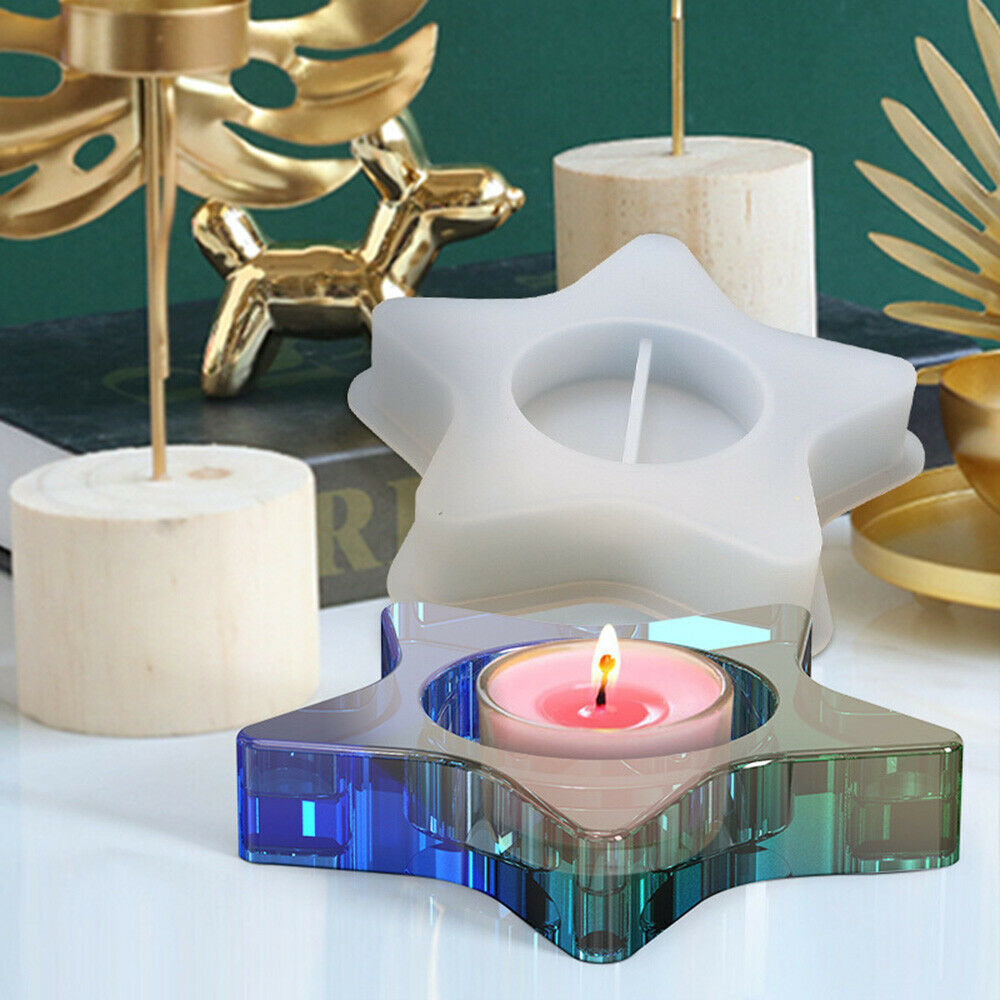 DIY Epoxy Silicone Mold Five-pointed Star Candle Holder Base Home Decor Craft