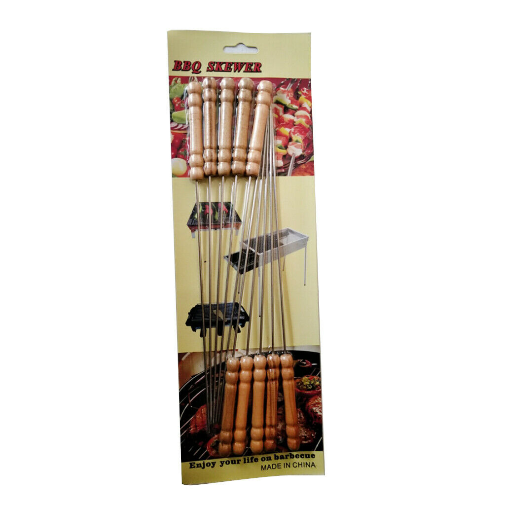 12pcs Barbecue Meat Skewers Stainless Steel Mutton Needle BBQ Skewers Tools