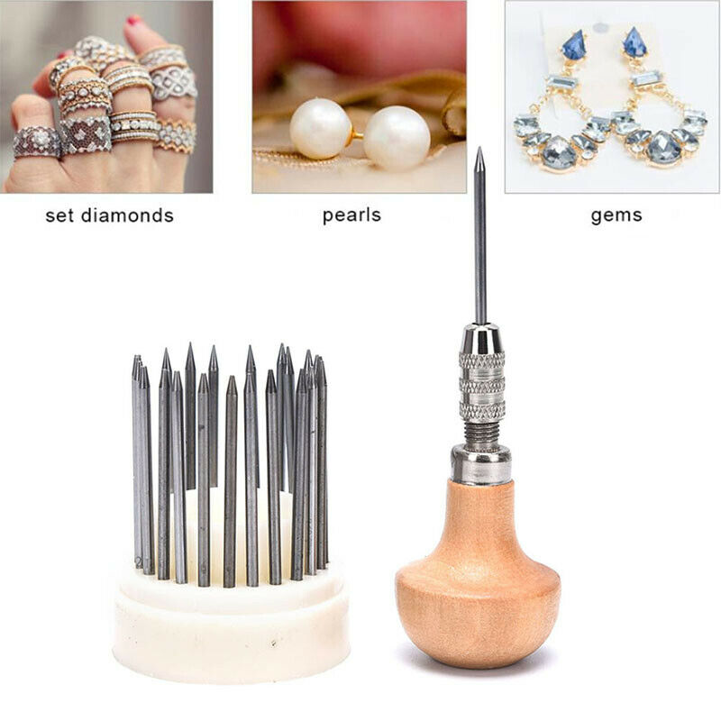 23pcs Bead Grain Tool Set with Graver Wood Handle Diamond Setting Jewelry To:_DD