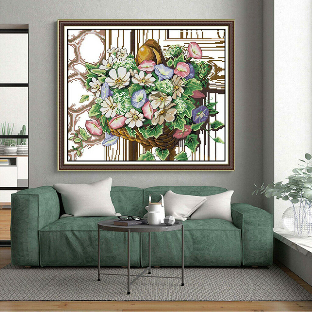 Flower Basket Cross Stitch Kits Beginner Adults Embroidery 14CT Home Decor