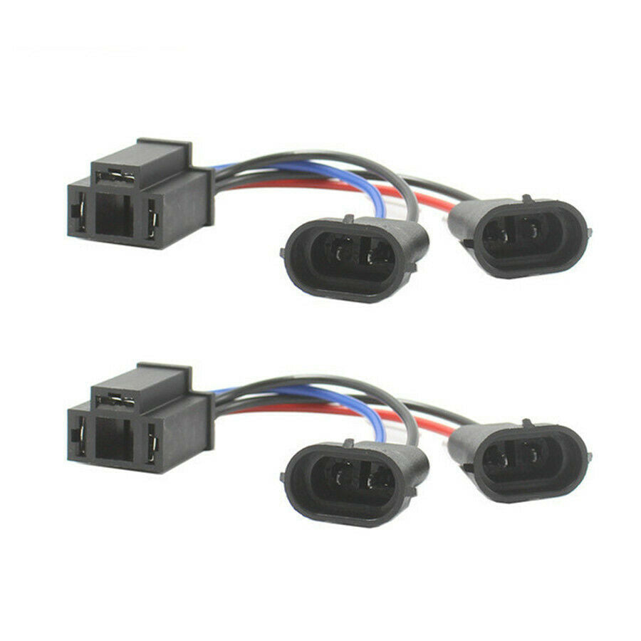 1 Pair H9/H11 Male Adapter to H4 3-prong Female Socket Conversion Wiring Harness