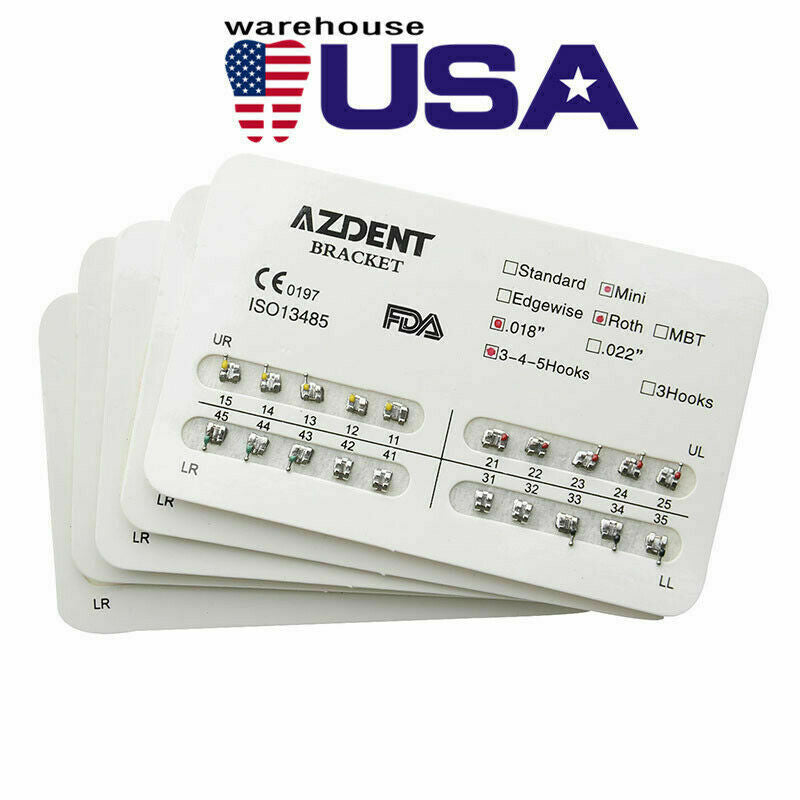 30 X Dental Orthodontic Metal Brackets Braces Split Welding Roth018 Hooks 3-4-5