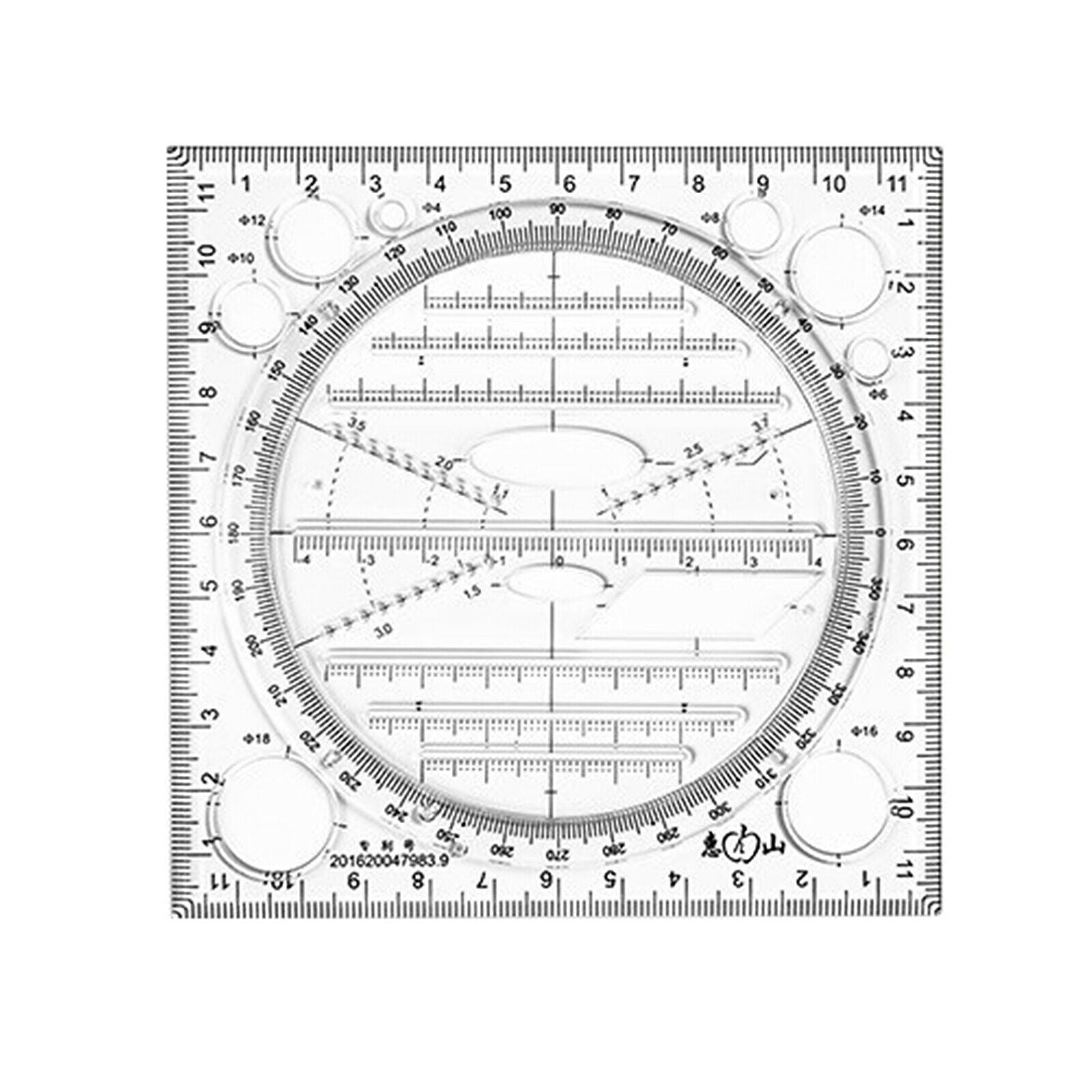 Multifunctional Drawing Ruler Curve Round Tool Horizontal for School Student