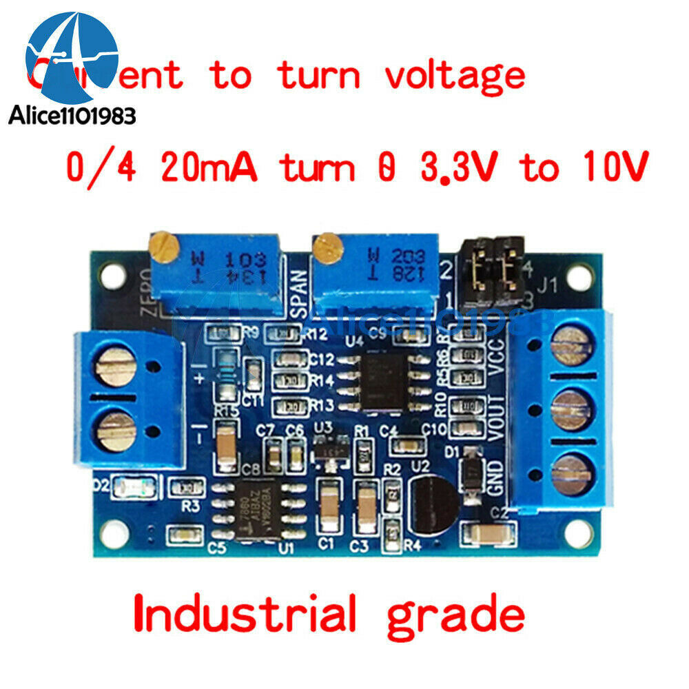 Current To Voltage 0/4-20mA To 0-3.3V 5V 10V Transmitter Signal Converter Module