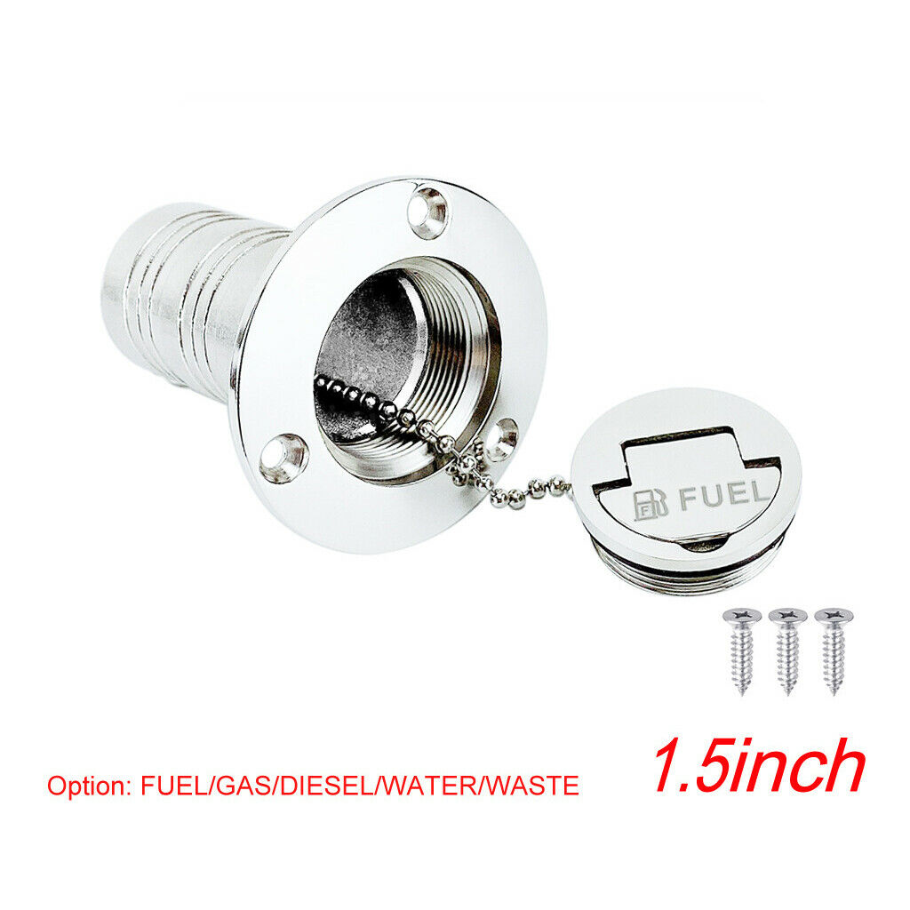 Boat Deck Gas Fill / Filler Keyless   1 1/2'' 316 Stainless Steel FUEL