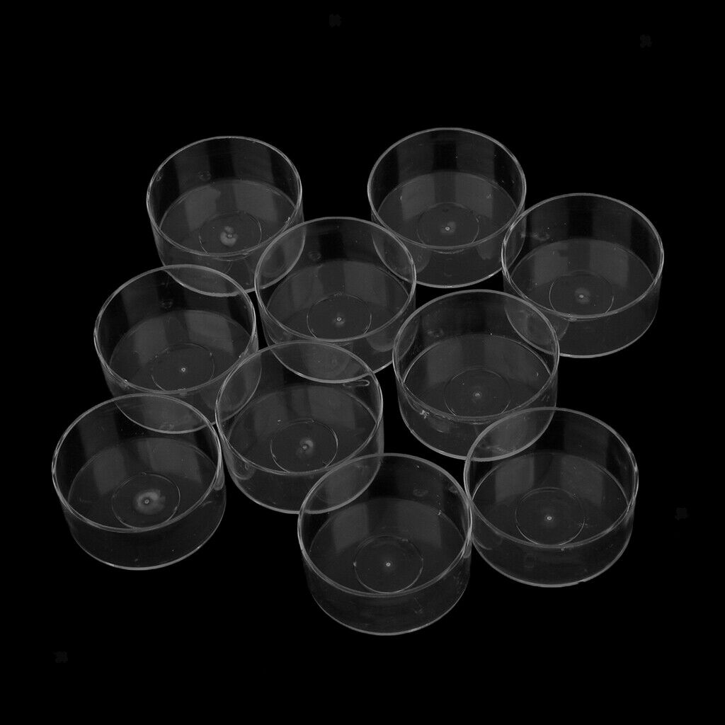 10 Lot Clear Plastic Tealight Cups Round Shaped Candle Mold Jelly Gel Wax
