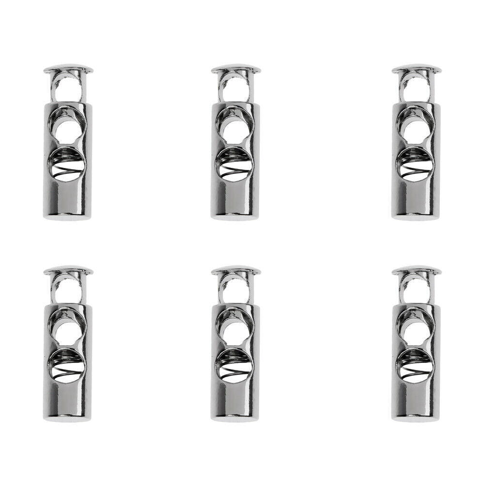 6 lot Cylinder Cord Locks Clamp Laces Stopper Toggle Ends Paracord Slider