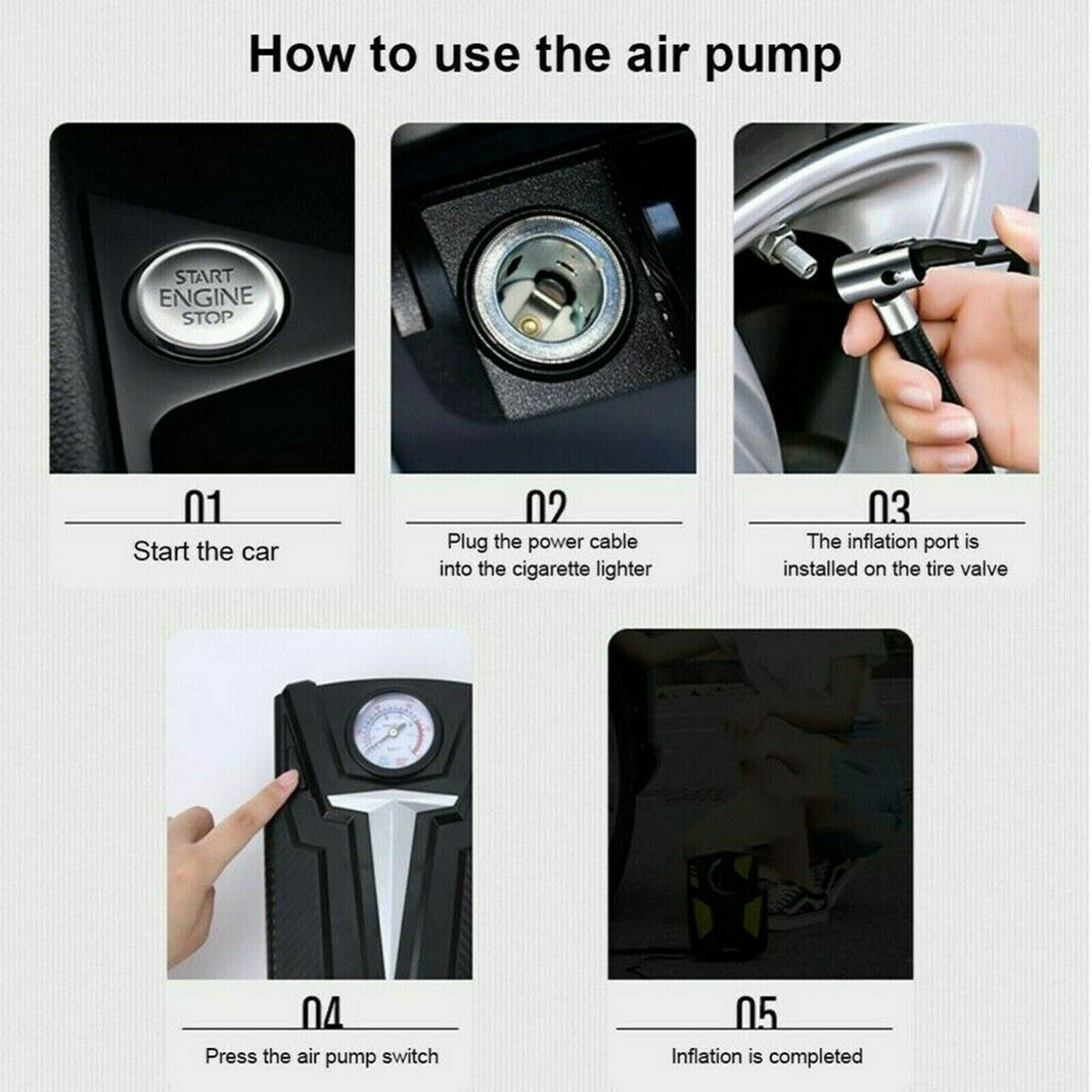 Portable Travel Electric Car Air Inflator Tire Pump DC12V for Motorbike