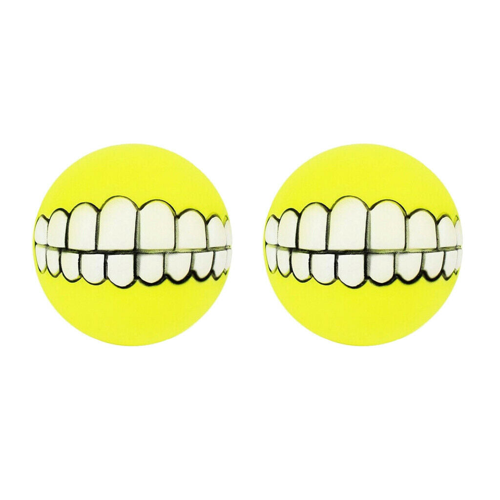 2 x Squeaker Ball Dog Toys - Random Color 9CM Cleans Teeth and Promotes Good