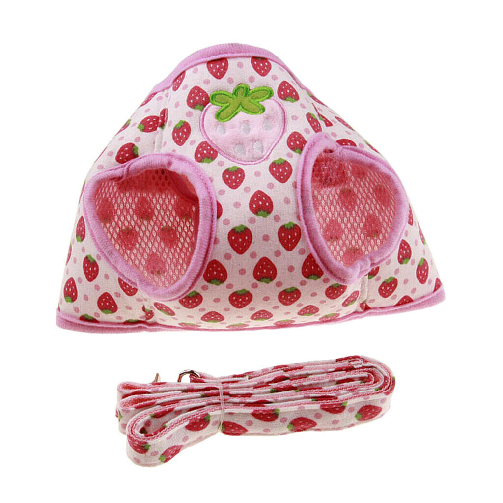 Pet Dog Walking Vest Harness Puppy Leash Training Chest Straps Strawberry L