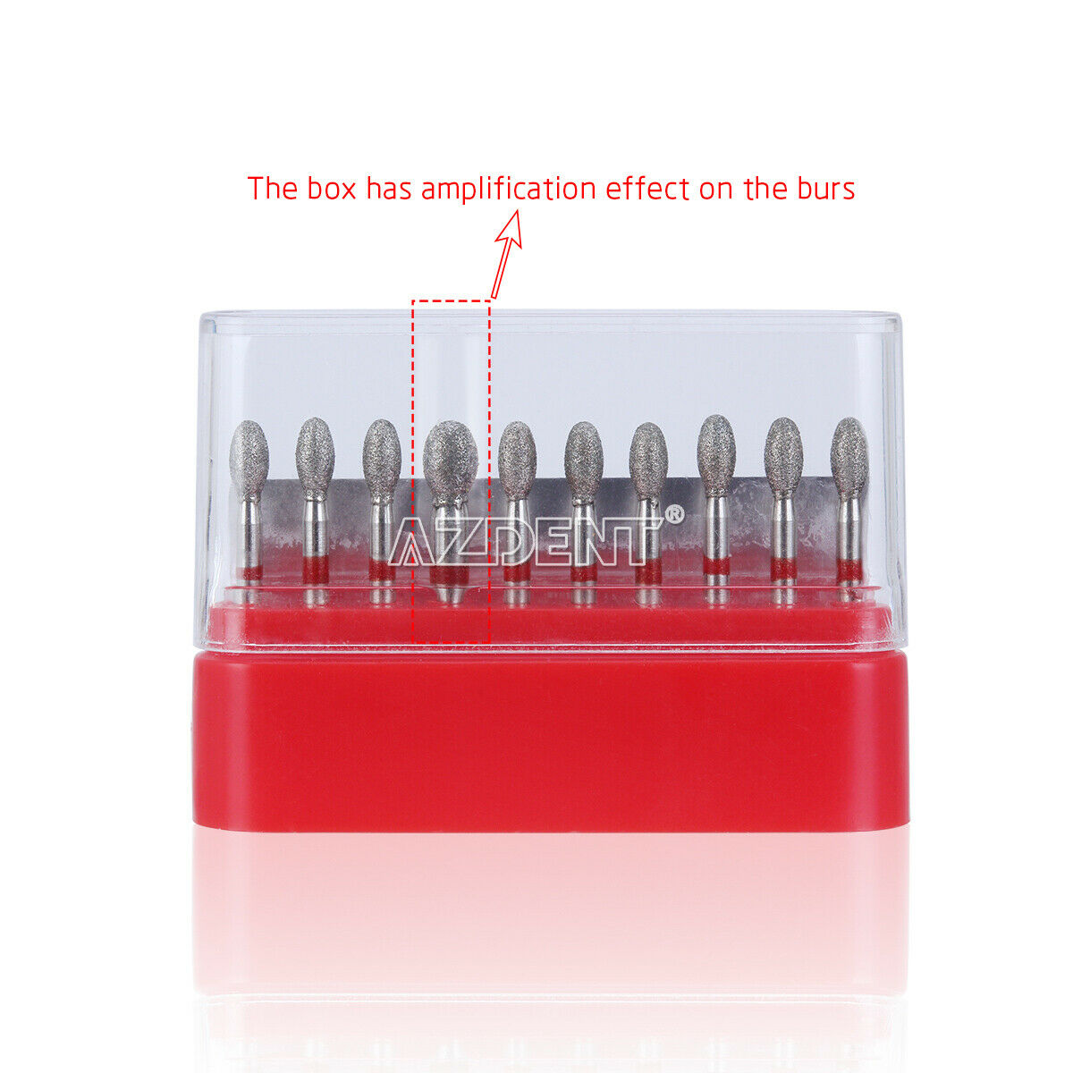 10pcs/Box AZDENT Dental Diamond Burs Football #379-023F Fine Red