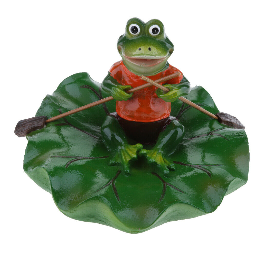 Floating Lotus Leaf and Rowing Frog Animal Ornament Garden Pond Decoration