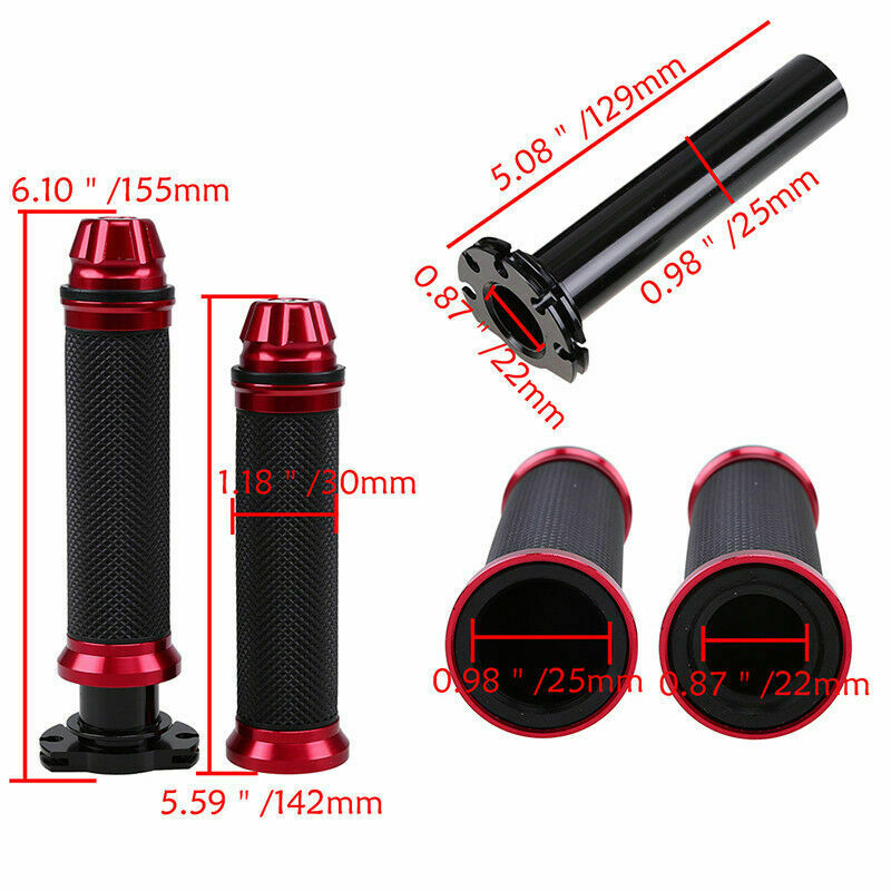 Universal 7/8" & 1â€ Hand Bar Grips twist Gas Throttle for Cafe Racer Bobber ATV
