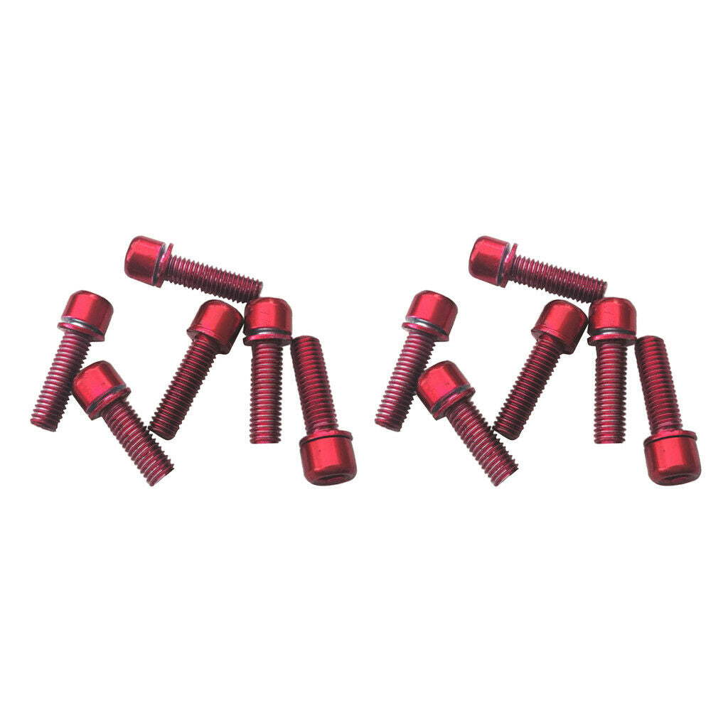 12 Pieces MTB Road Bike Hex Socket Screws for Handlebar Stem Rear Rack Red
