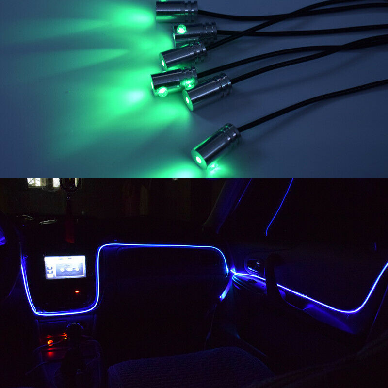 6in1 RGB LED 8M Fiber Car Neon EL Strip Light bluetooth APP Remote Sound Effect