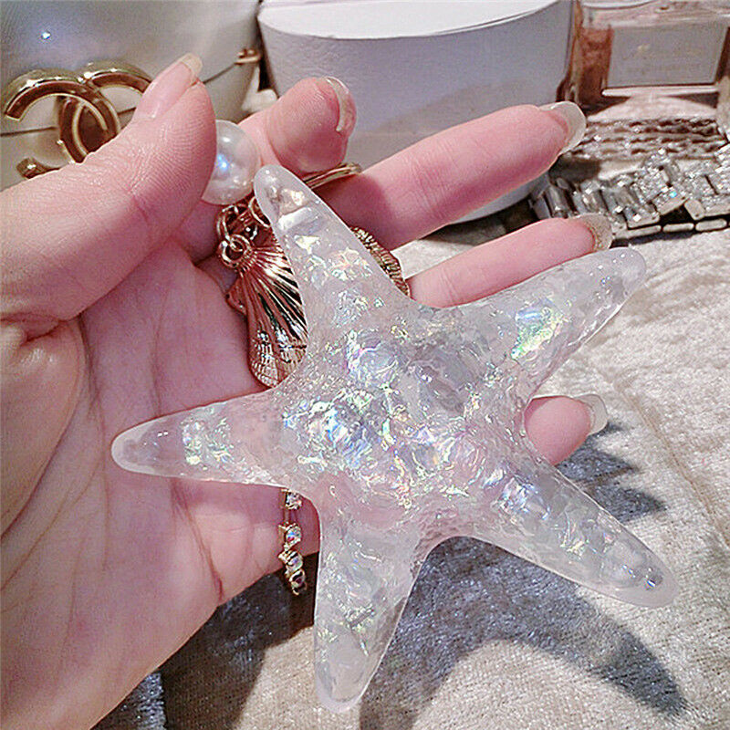 Cute Starfish Shell Key Chain Crystal Pendant Keyring Keychain Keyfob Gift Nice