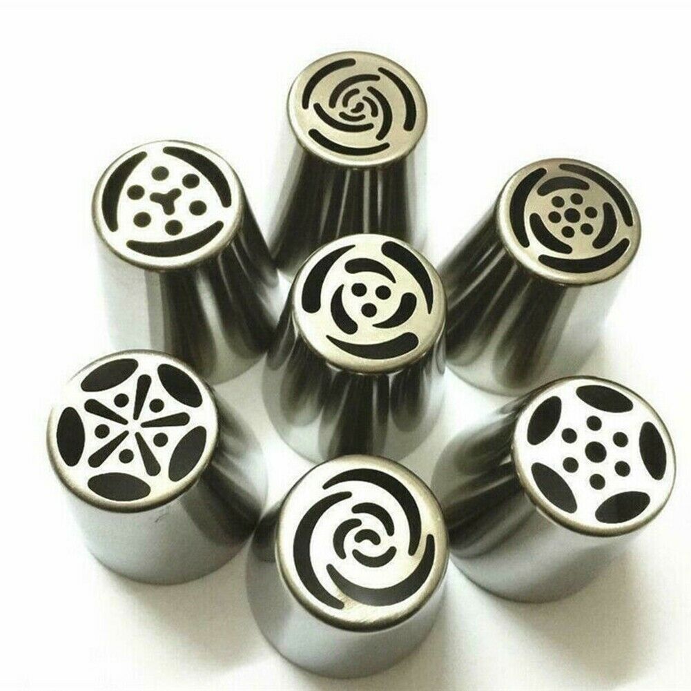 7Pcs Flower Russian Icing Piping Nozzles Pastry Tips Cake Decorating Baking Tool