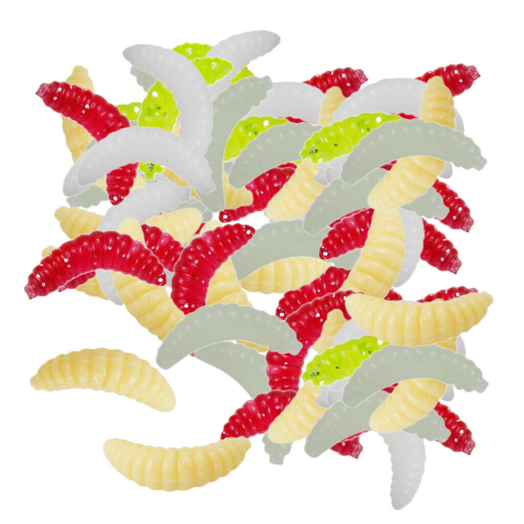 100 Pcs / Set Fishing Soft Maggot Worm Bread Bug Maggot Bait Mixed