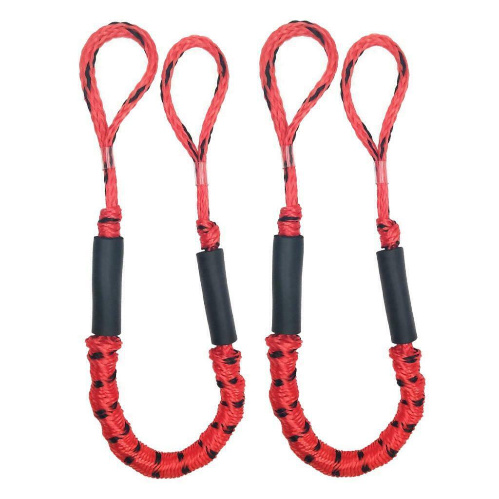 2pcs Marine Boat Bungee Dock Line Anchor / Mooring Rope 4ft Red