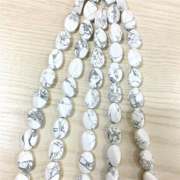 1 Strand/13Pcs 16x11x5mm Natural White Howlite Oval Spacer Loose Beads DIY HH626