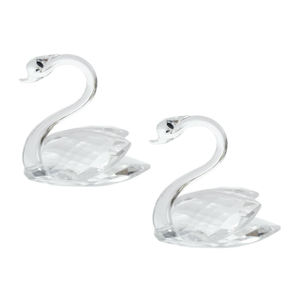 2 Pieces Romantic Clear Crystal Rhinestone Swan in Packing Box Wedding Party