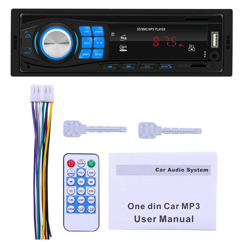 12V 1DIN Bluetooth MP3 Player SD U Disk FM Radio Audio Remote Control Conversion