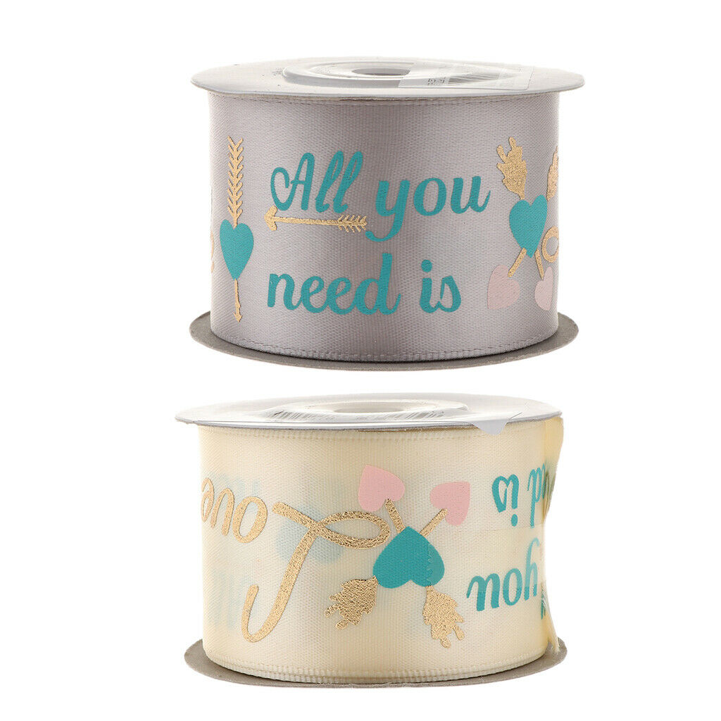 All You Need is Love Silk Satin Ribbons Roll Gift Package Craft Silvery Grey