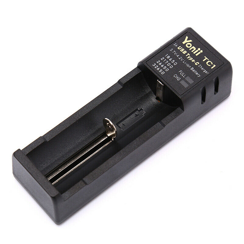 USB-C Smart Battery Charger Single Slots For 18650 21700 26650.etc Nimh Batt Tt