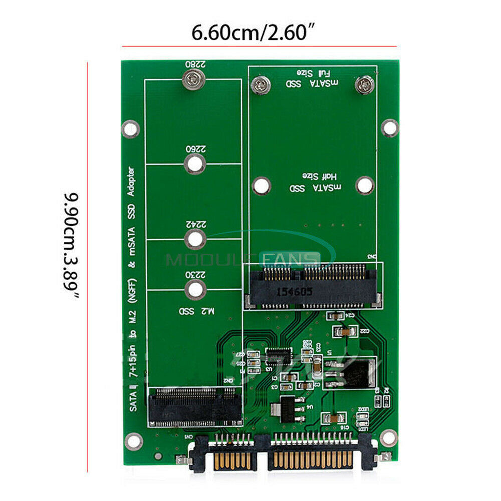 mSATA & M.2 B / B+M KEY NGFF 2.5" SSD to SATA III Converter Board Adapter Card