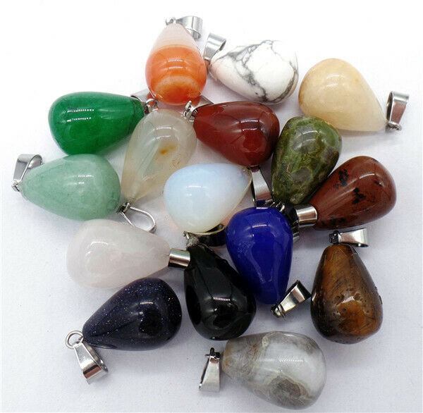 100Pcs 18x13mm Wholesale Multicolor Mixed Stone Teardrop Pendant Bead HH8321