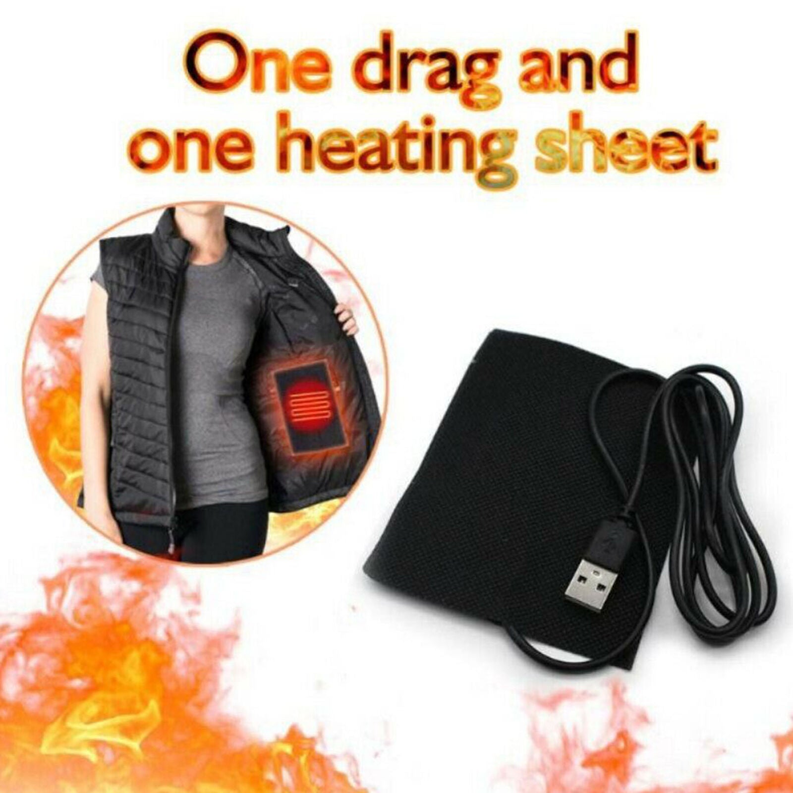 8-in-1 Electric Vest Heater Warm Cloth Jacket USB Thermal Heated Pad Body Warmer