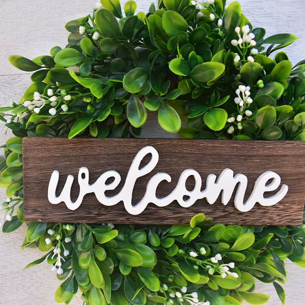 Welcome Sign Front Door Wreath Wall Decor Rustic Farmhouse Round Wooden Hangers