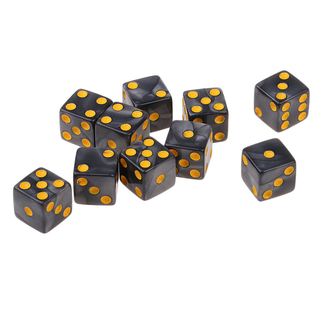 10Pcs Gray Square Six Sided D6 Dice Toys Dotted for MTG TRPG DND Play Gift