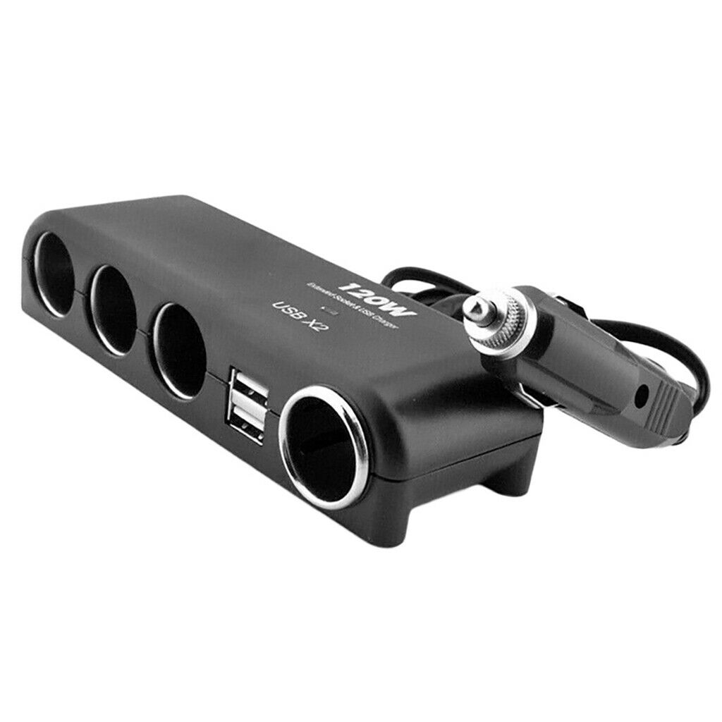 Car Cigarette Lighter 4 Way Multi Socket Splitter Charger 12V/24V 2 USB Port