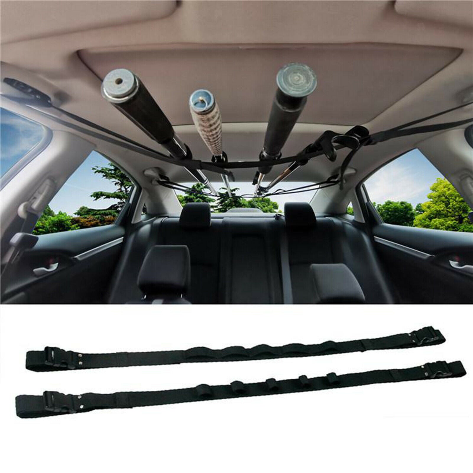 1 Pair 5 Slot Vehicle Fishing Rod Rack Pole Holder Belt Strap Carrier Truck SUV