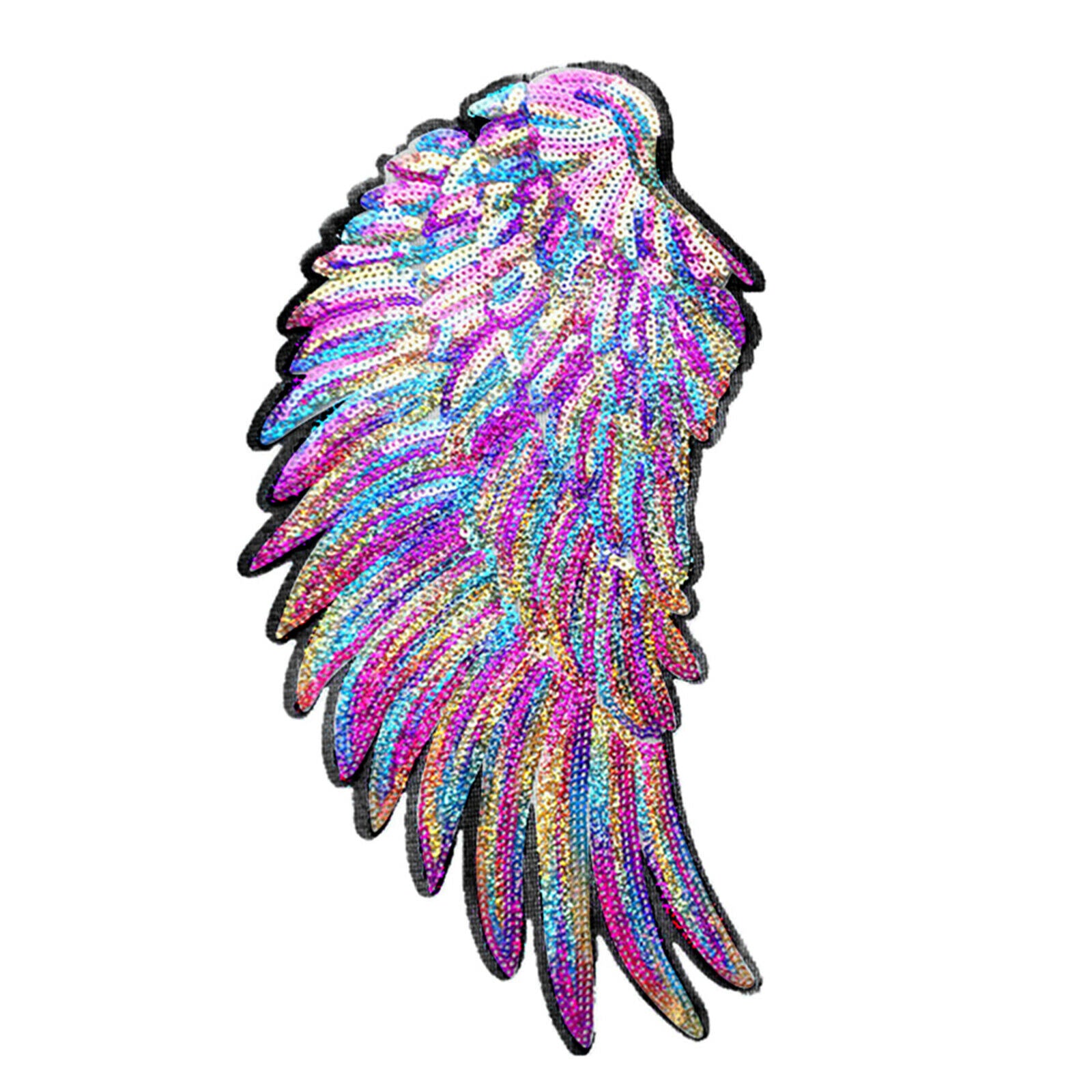 1Pair Sequin Rainbow Wings Sew Iron On Embroidery Applique Clothes Patch Badge