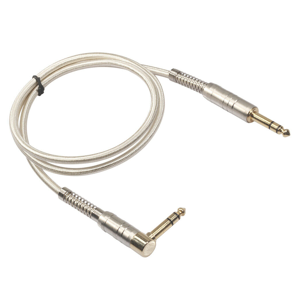 1Piece 6.35mm Male to Male Stereo Audio Aux Cable 90 degree right angle  100cm