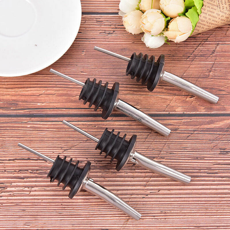 4x Liquor Spirit Pourer Free Flow Wine Bottle Pour Spout-Stopper Stainles.l8