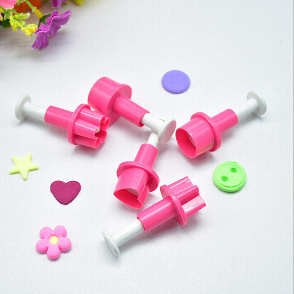 5pcs Button Round Pentagram Shape Fondant Cake Mold DIY Mold Cutter Decor @