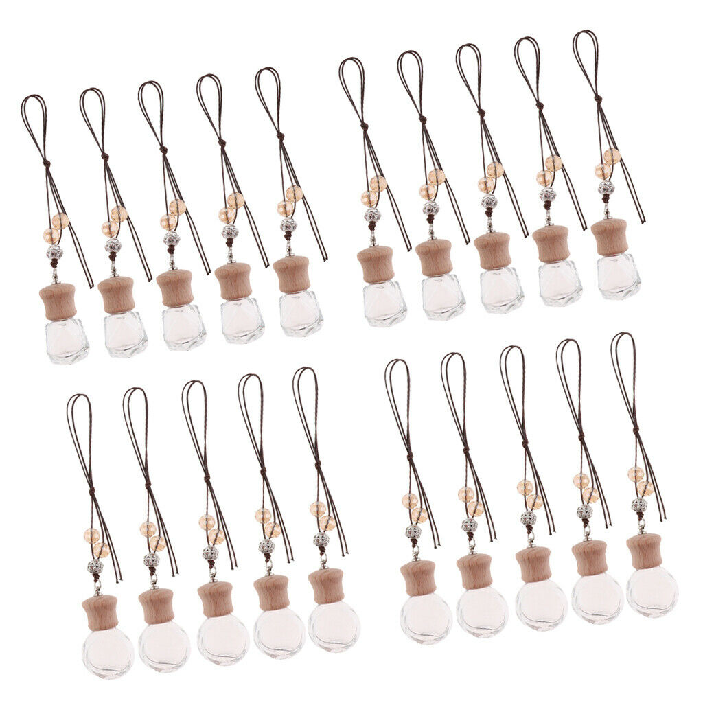 20Pack Empty Charm Car Hanging Perfume Bottle Essential Oil Bottle Pendant