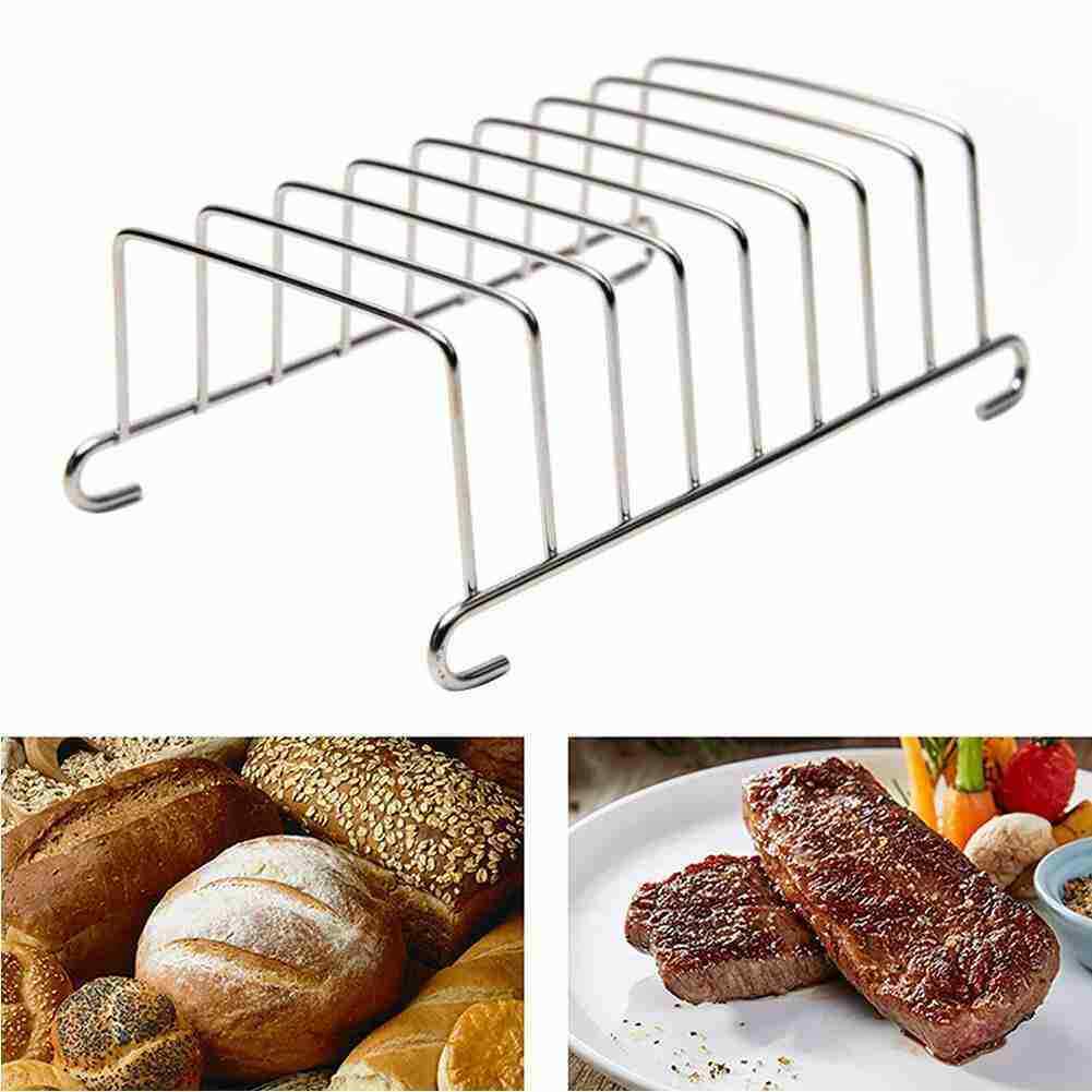 Plated 6 Slots Toast Bread Loaf Slice Serving Rack Holder Stand