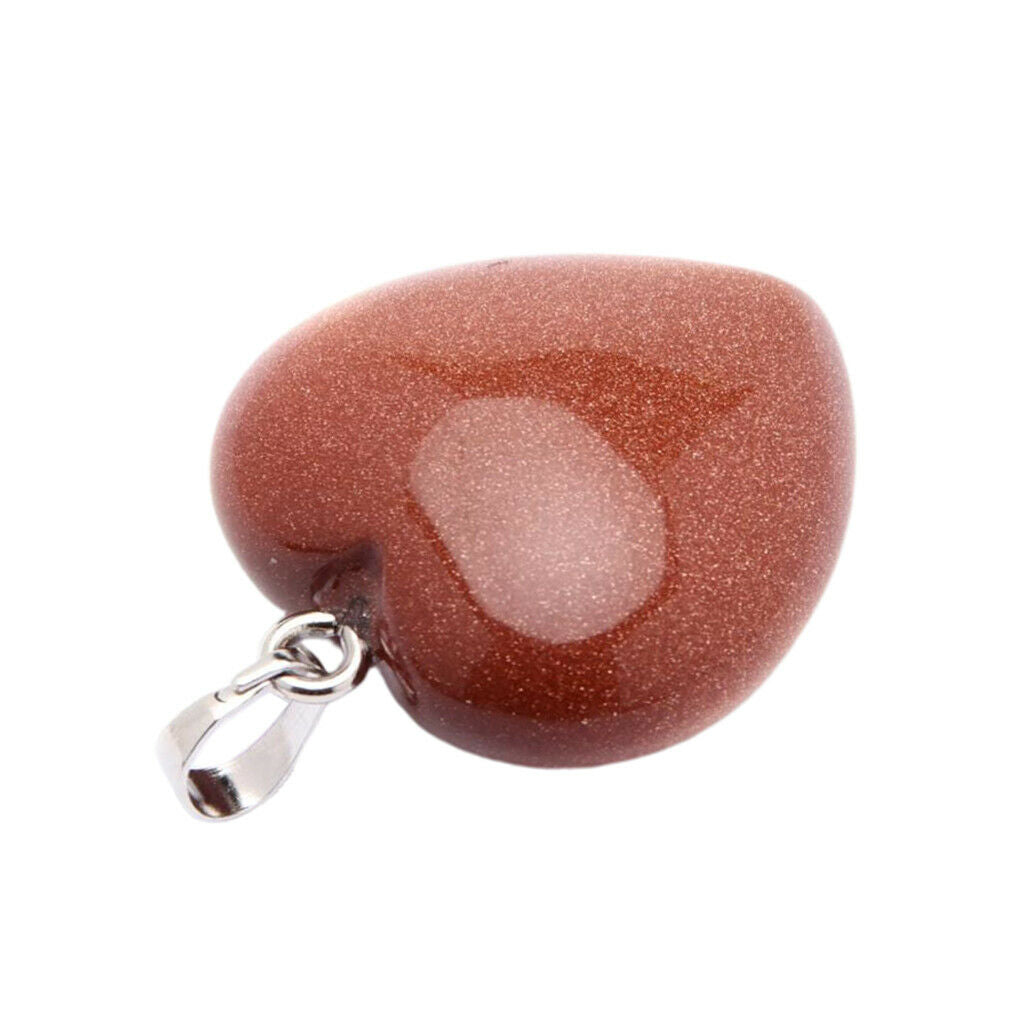 Natural Love Heart Stone Pendants Crystal Quartz Beads Charms DIY Crafts