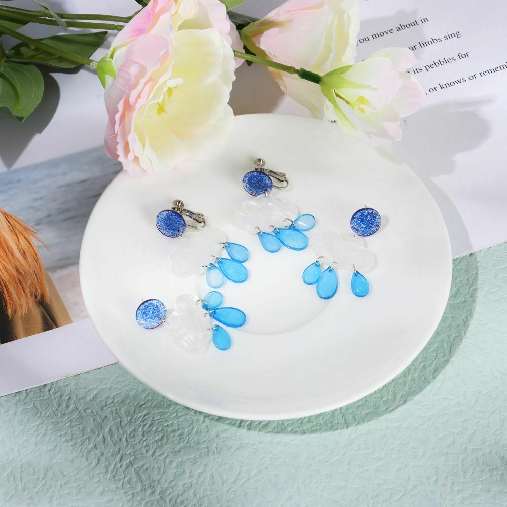 Ear Clip Fashion Jewelry Creative Cloud Earrings Raindrop Short Acrylic