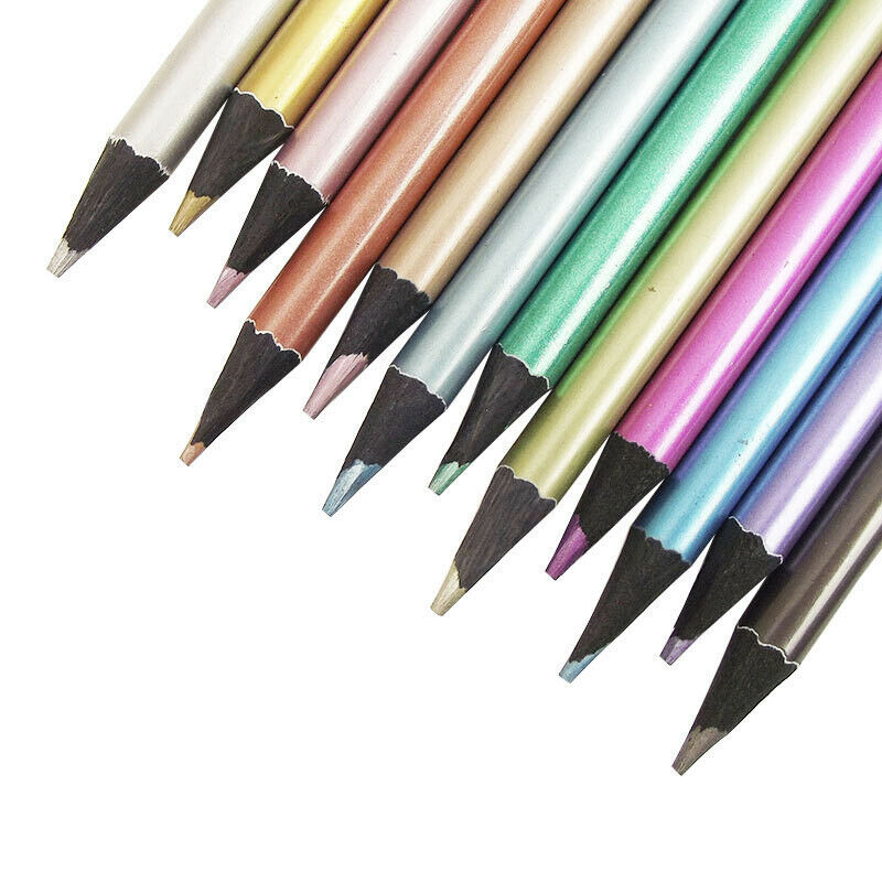 12Pcs Metallic Non-Toxic Colored Drawing Pencils Drawing Sketching PencilBDAU