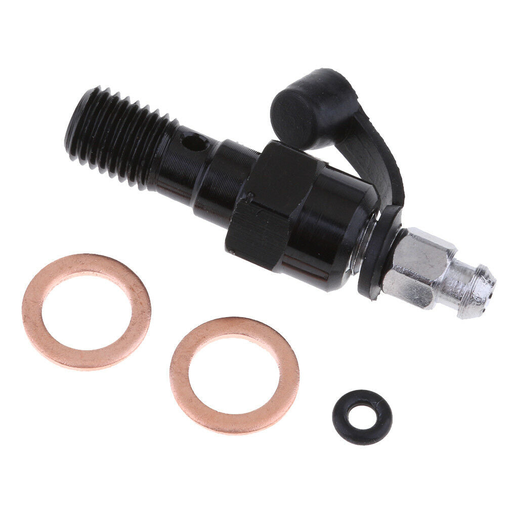 Single Black CNC Banjo Bolt M10 x 1.25 with Bleed Nipple Screw Valve