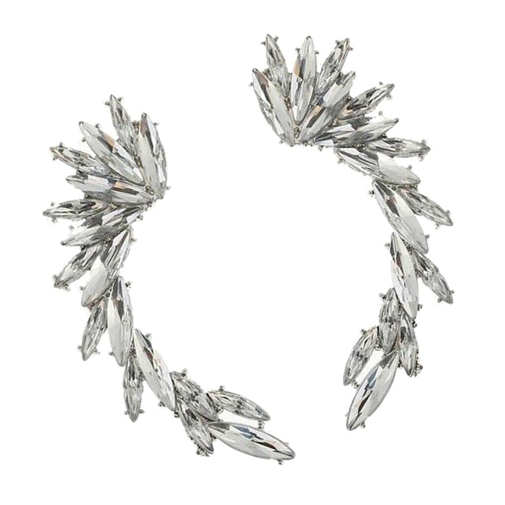 2 Pair Girls Tree Leaf Crystal Rhinestone Ear Cuff Stud Ear Jewelry Gifts
