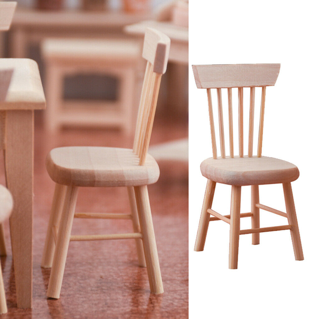 12th Miniatures Furniture Handmade Unpainted Chair Decoration Photo Props
