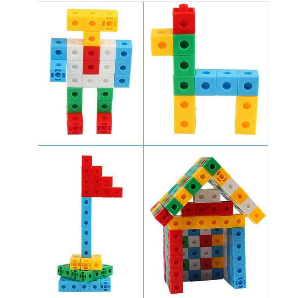 50Pcs Linking Snap Math Counting Blocks Cubes Manipulative Math, 5 Colors