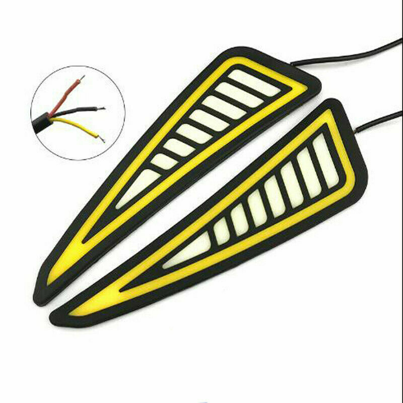 2x Car Universal DRL LED Daytime Running Light Driving Turn Signal White/Amber