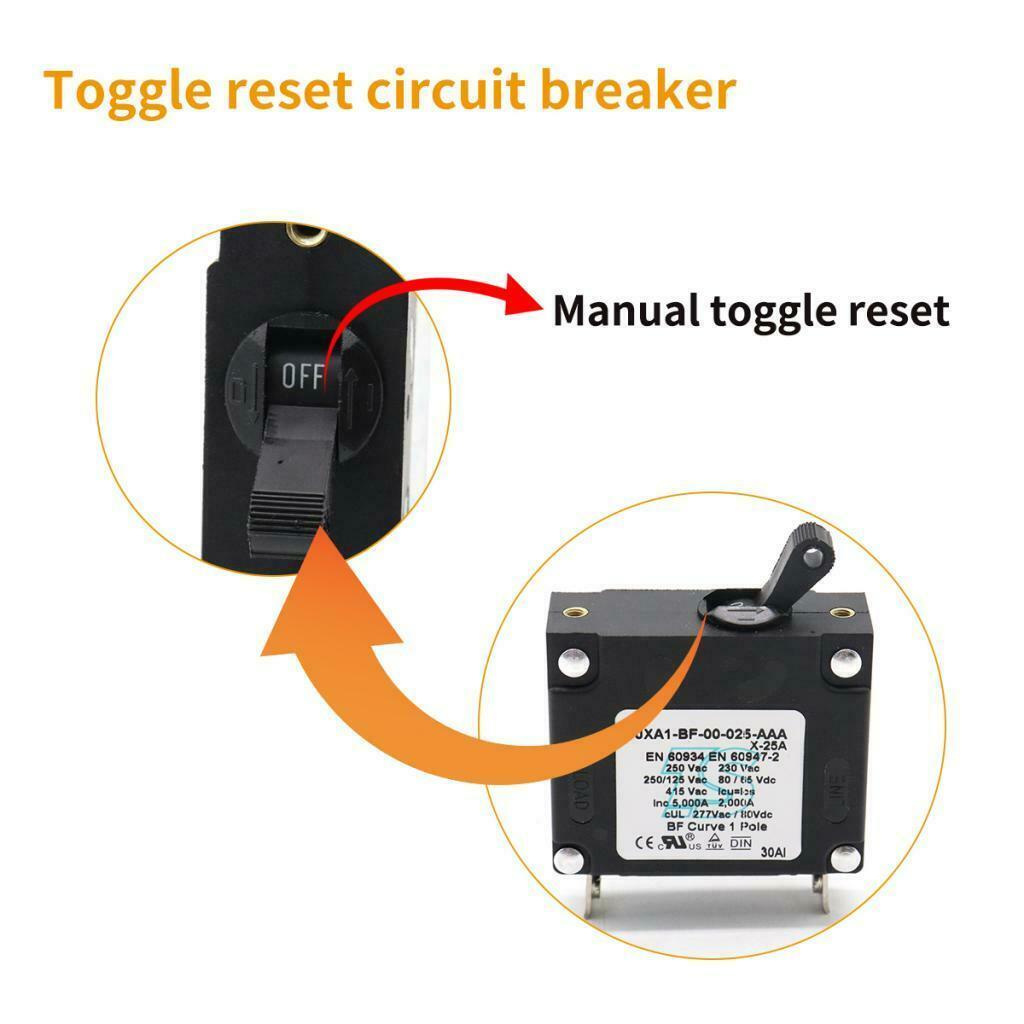 25A Black Circuit Breaker Car Truck Stereo Audio Inline Replace Fuse